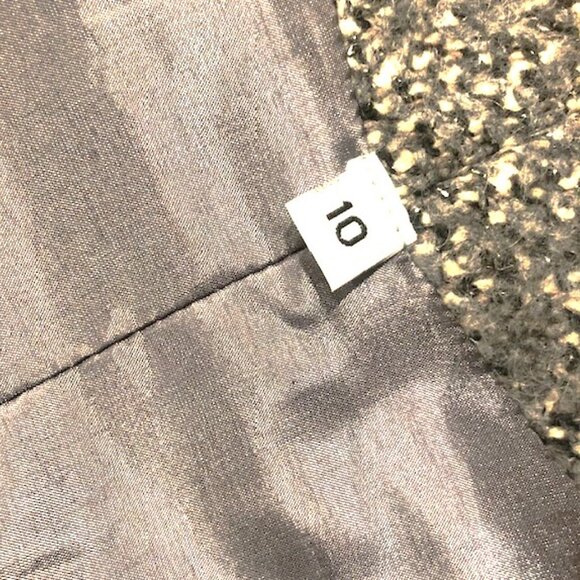 Vintage Single-Breasted Cropped Grey Tweed Jacket Black Lace Appliques Size 10 - Picture 5 of 7